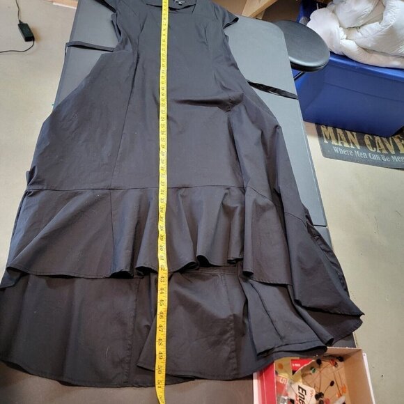 UNIVERSAL STANDARD Jenna Stretch Poplin Flounce Dress Size 2XS Black Classic - Picture 8 of 8